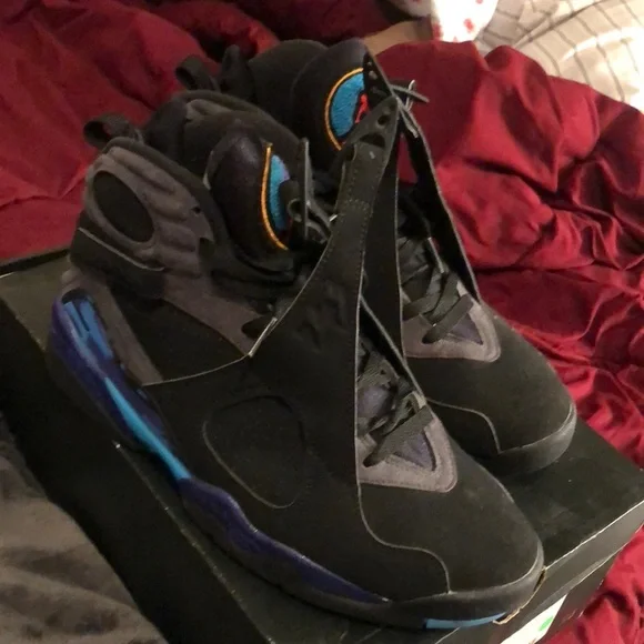 Worn Jordan Aqua 8. Size 8.5 Size 8.5 - Air Jordan 8 Retro White Aqua W for sale online  main image 2